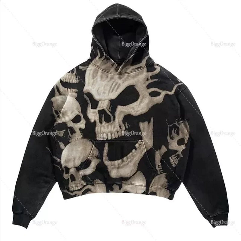 American Retro High Street Printing Hoodies Women Sweater Oversized Loose Tops Couples 2023 Sweatshirt Goth Popular Y2K Clothes