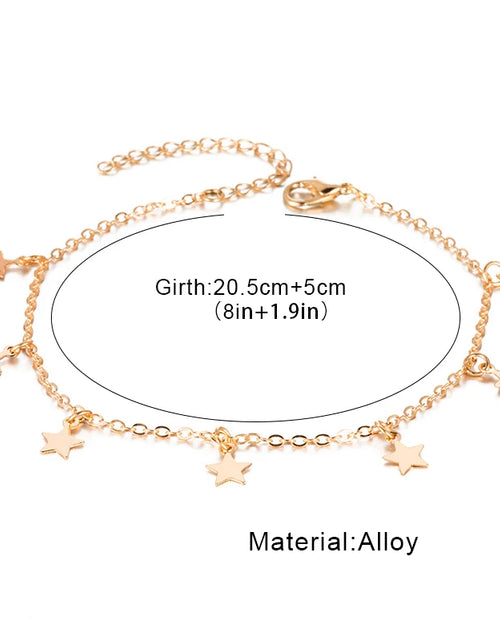 Load image into Gallery viewer, 2024 Gold Color Pentagram Anklets Barefoot Foot Jewelry Leg New Anklets on Foot Ankle Bracelets for Women
